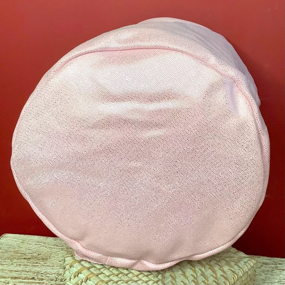 MIMISH Metallic Pink Storage Bin Round Canvas 100% Cotton With Zipper & …